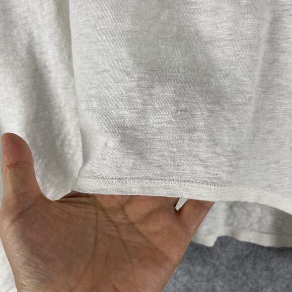 Eileen Fisher Linen Top Womens 1X White Asymmetrical Beachy Lagenlook Coastal - Picture 4 of 13